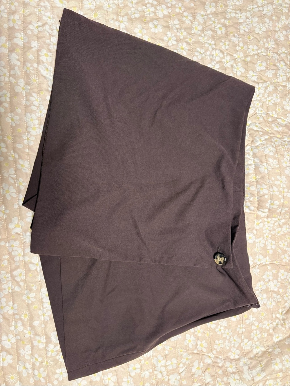 H&M Dark Brown Mini Wrap Skort with Button Accent